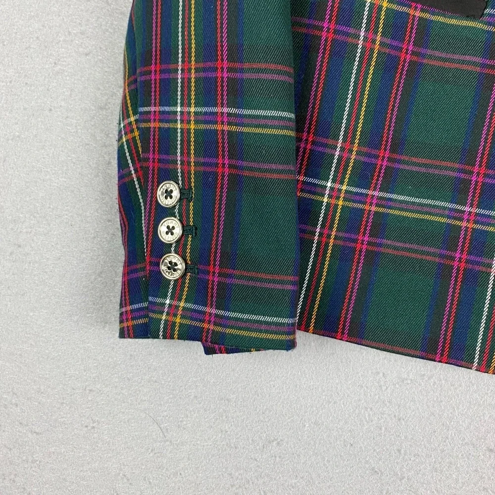 Tommy Hilfiger Plaid Blazer Womens Size 6 Preppy Equestrian Elbow Patch Jacket - Picture 4 of 16